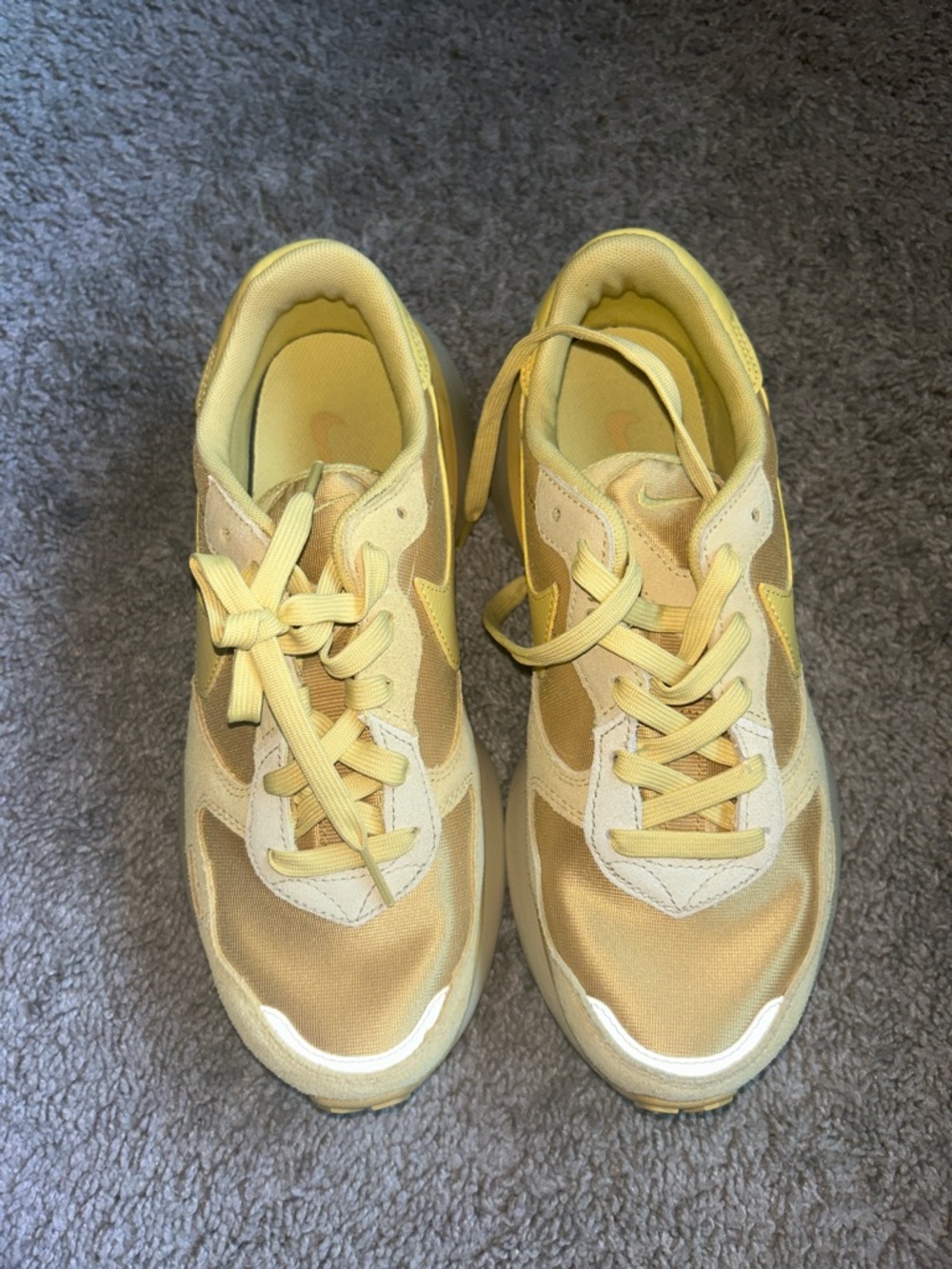 Nike Gold Nylon Lace-Up Sneakers Size 8